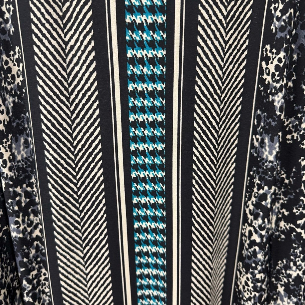Sandra Darren Sheath Tribal 3/4 Sleeves Swuare Neck Dress Size 12 - Picture 2 of 9